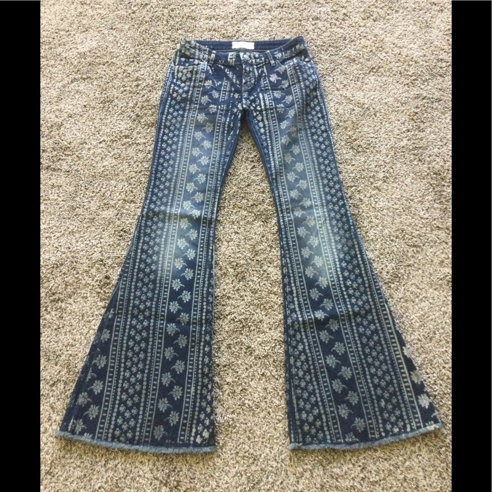 FREE PEOPLE BALI MANTRA STRIPE FLARE JEANS 26